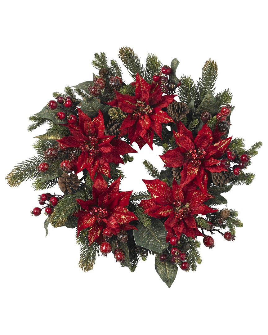 Nearly Natural 24in Wreath In Red