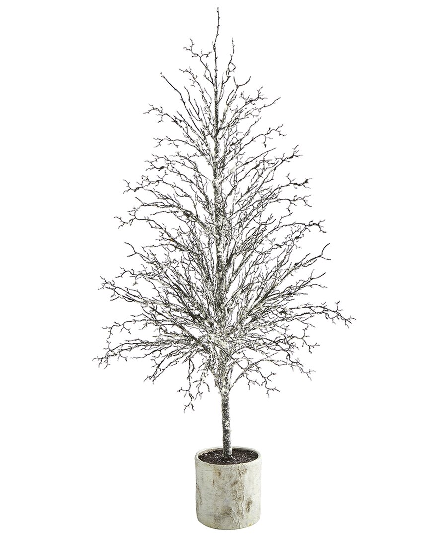 Nearly Natural 6ft. Snowed Twig Artificial Tree In Decorative Planter In Gray