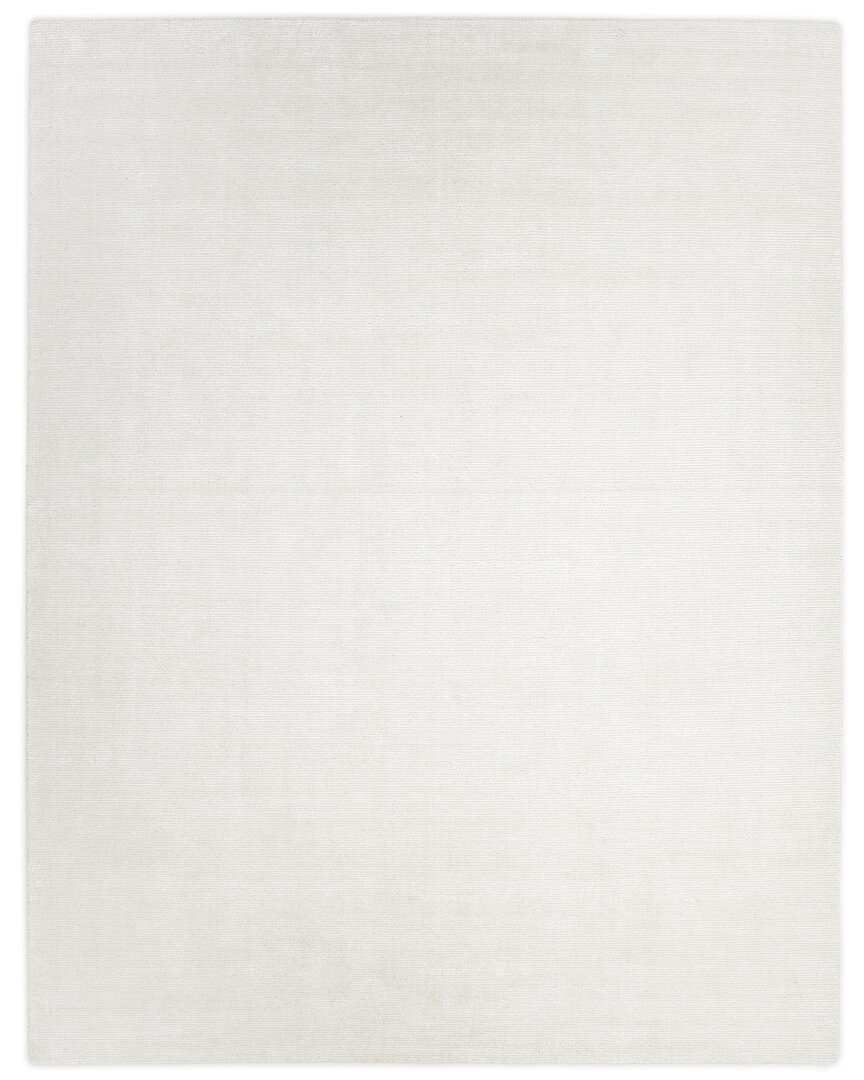 Solo Rugs Cordi Contemporary Solid Hand-loomed Wool-blend Area Rug In Ivory
