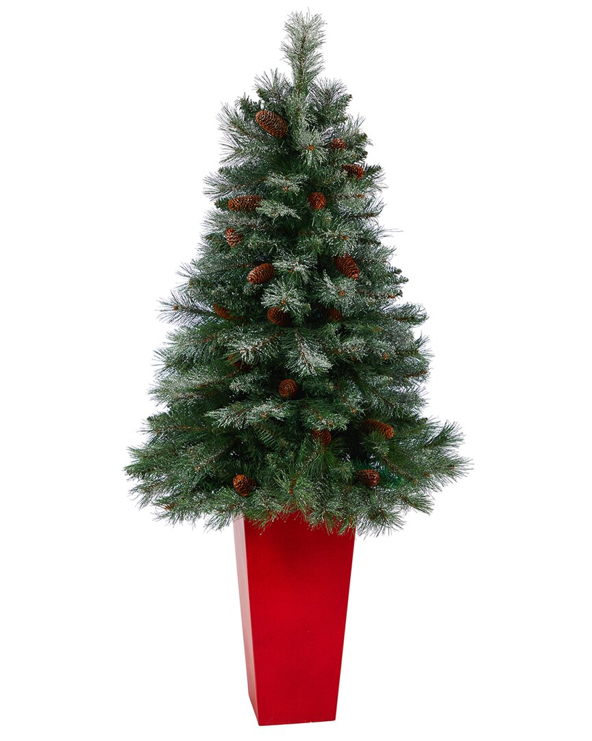 Nearly Natural 55in. Snowed French Alps Mountain Pine Artificial Christmas Tree In Green