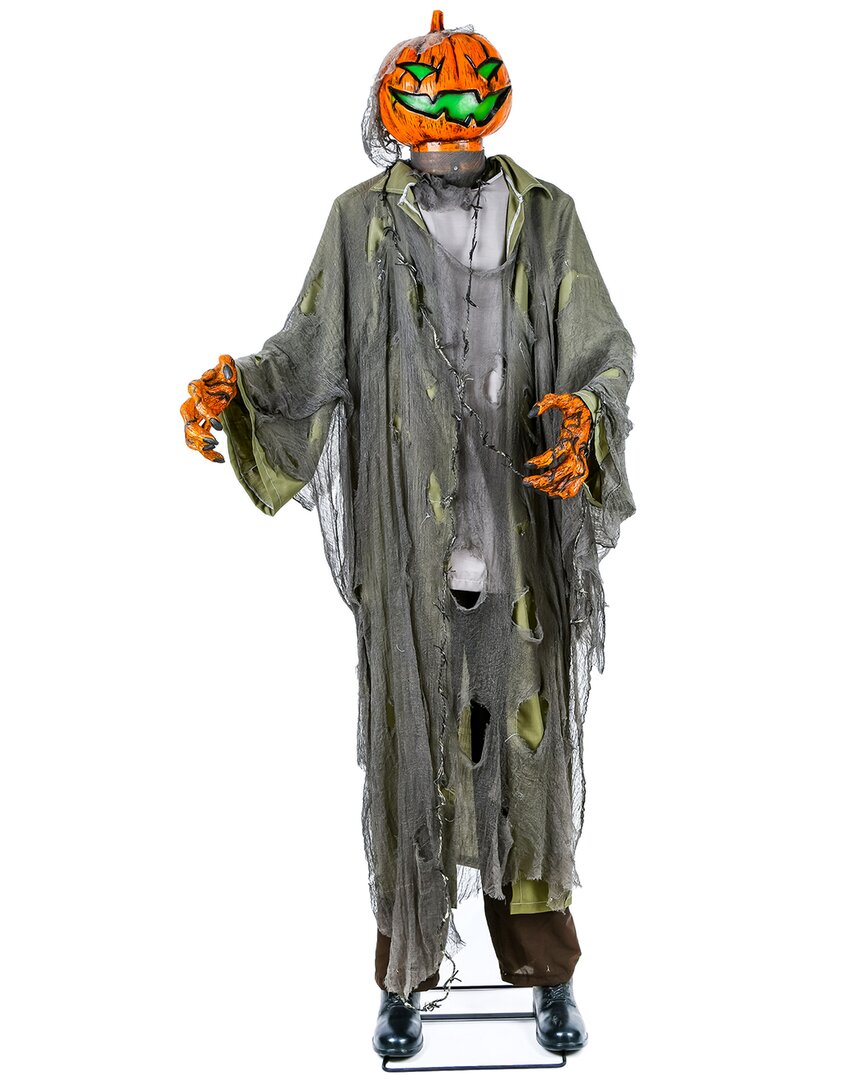 National Tree Company 78 Animated Halloween Pumpkin Man Motion Activated Decor In Black