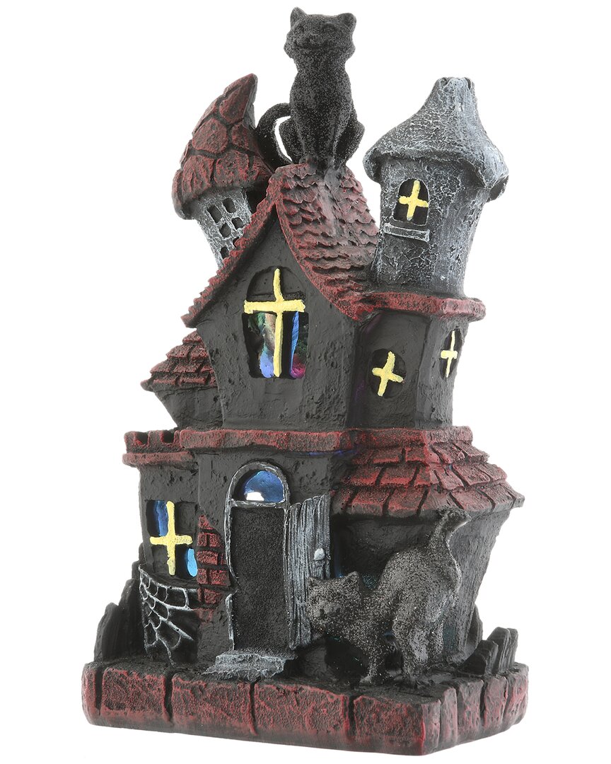 National Tree Company 7 Black Cats Haunted House With Led Light In Black