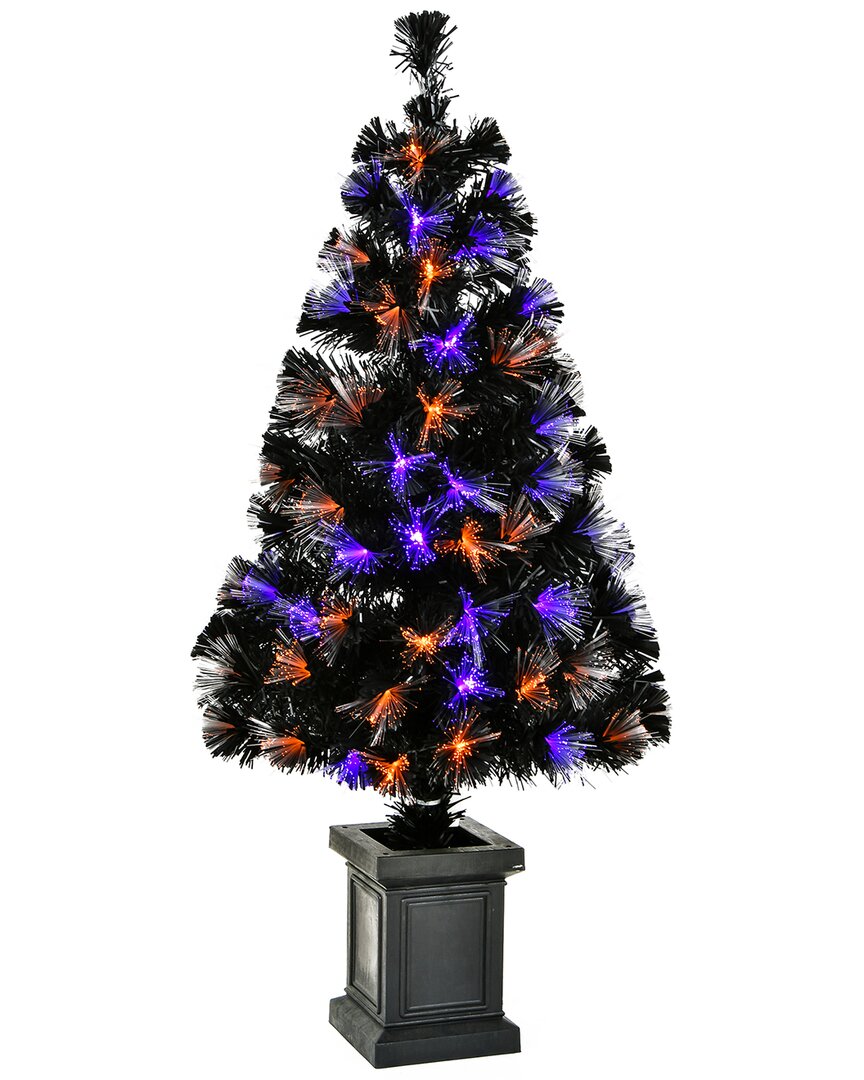 National Tree Company 48 Halloween Black Fiber Optic Entrance Tree