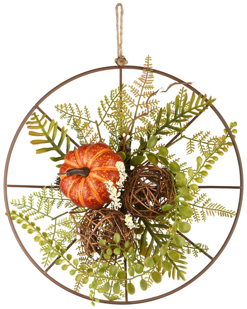 National Tree Company 13 Harvest Flower Circular Decoration In Green