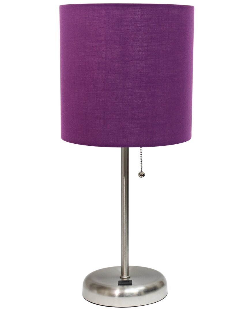 Lalia Home Laila Home Stick Lamp With Charging Outlet And Fabric Shade In Brown