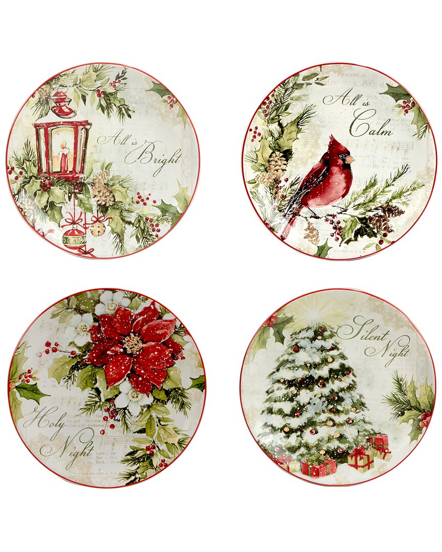 Certified International Silent Night Set Of 4 Dessert Plates In Multi
