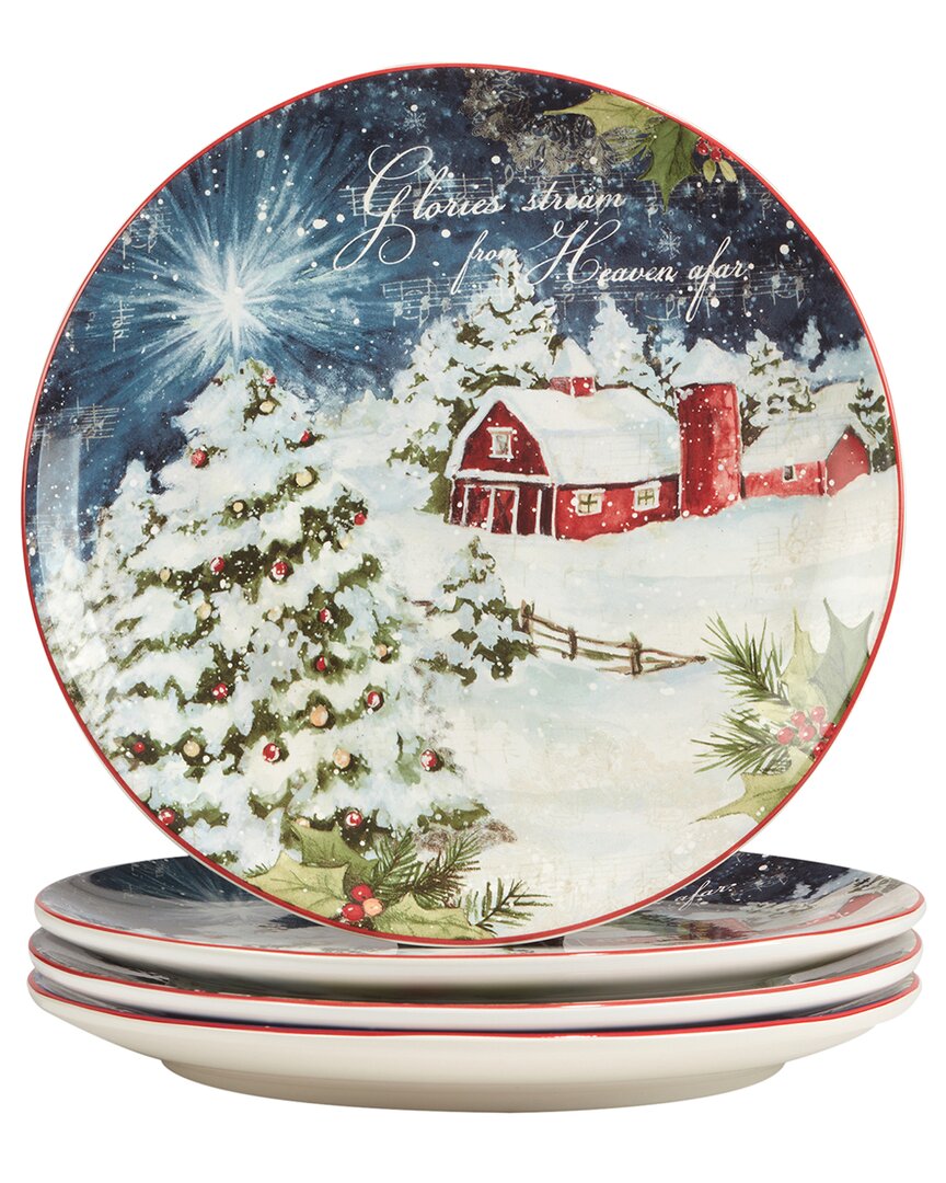 Certified International Silent Night Set Of 4 Dinner Plates In Multi