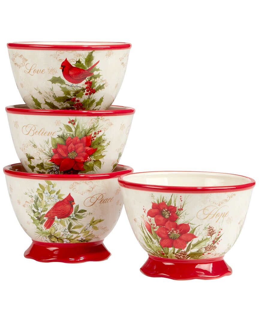 Certified International Winter's Medley 4 Piece Ice Cream Bowl Set In Multi