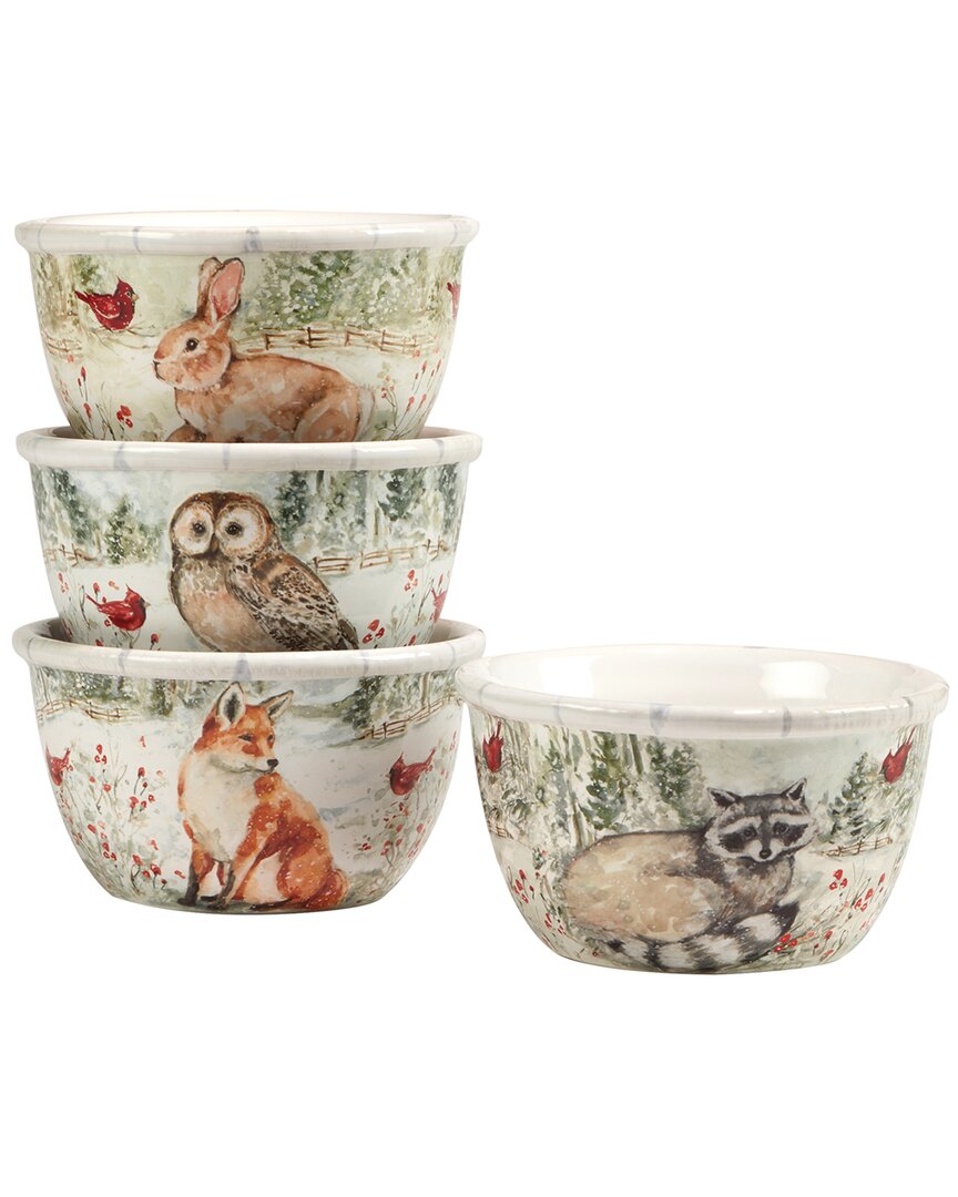 Certified International Winter's Walk Set Of 4 Ice Cream Bowls In Multi