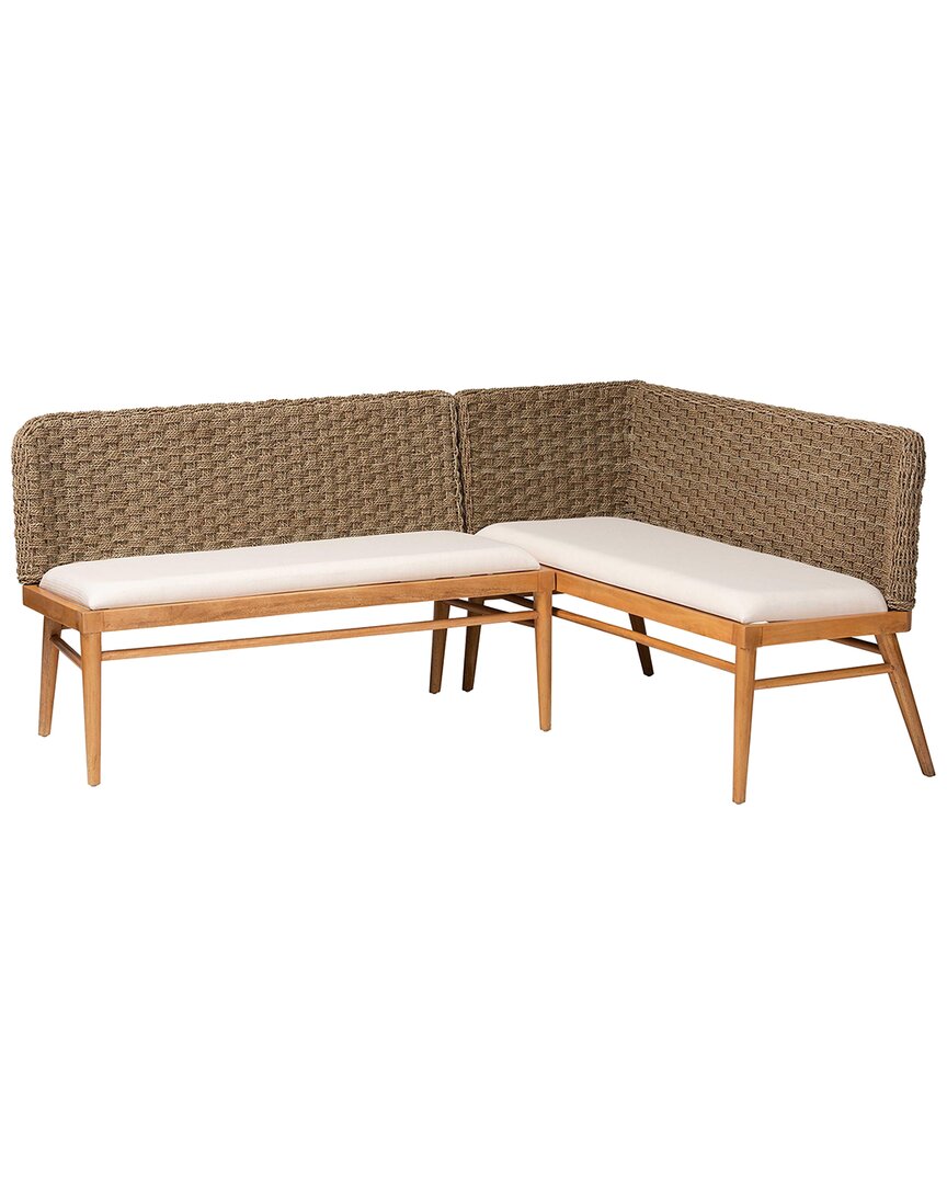 Baxton Studio Denver Modern Wood 2pc Dining Nook Banquette Set
