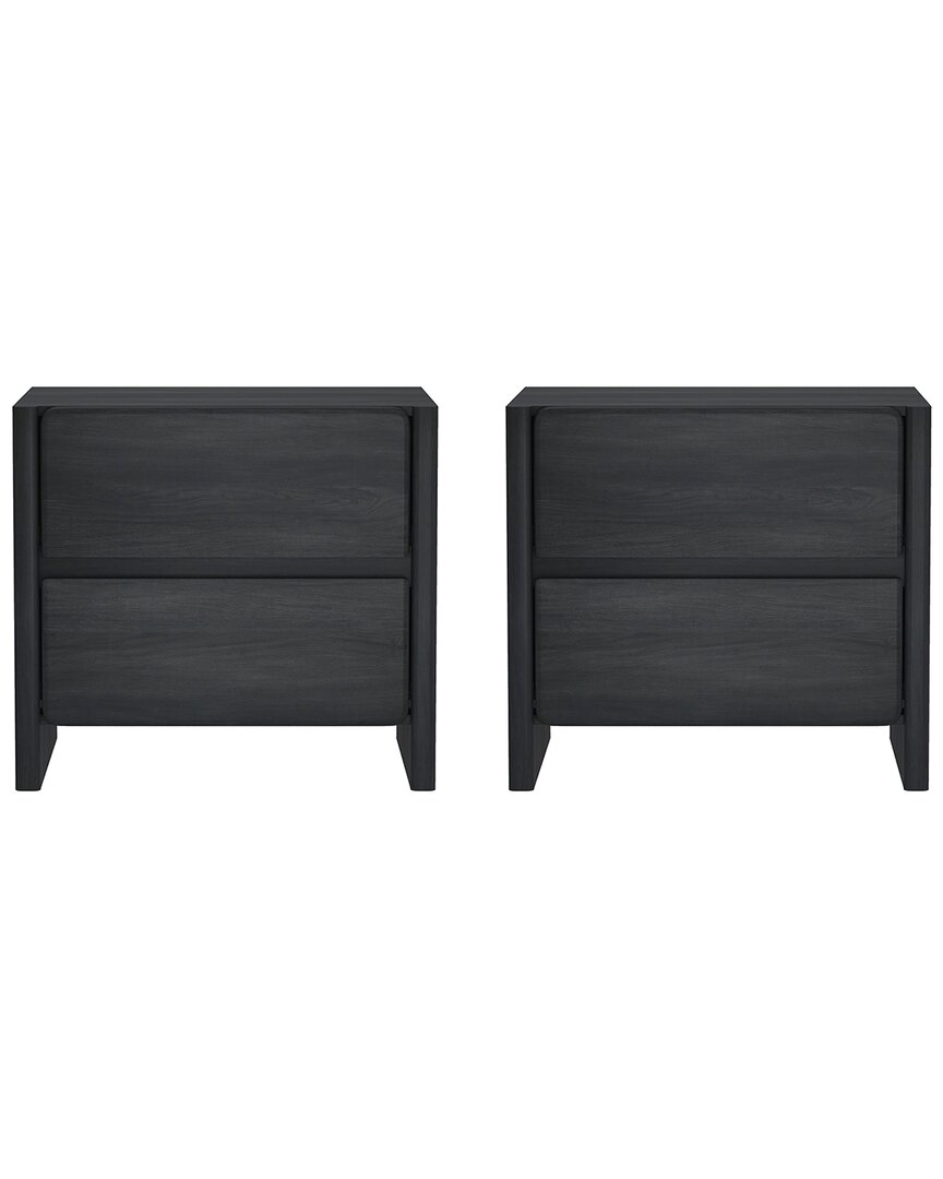 Manhattan Comfort Set Of 2 Linda Modern Nightstands (2-drawer) In Black