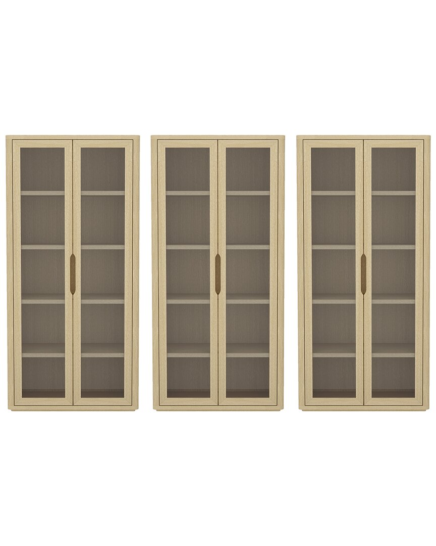Manhattan Comfort Set Of 3 Rivington Modern Bookcase Cabinets (5-shelf) In Brown