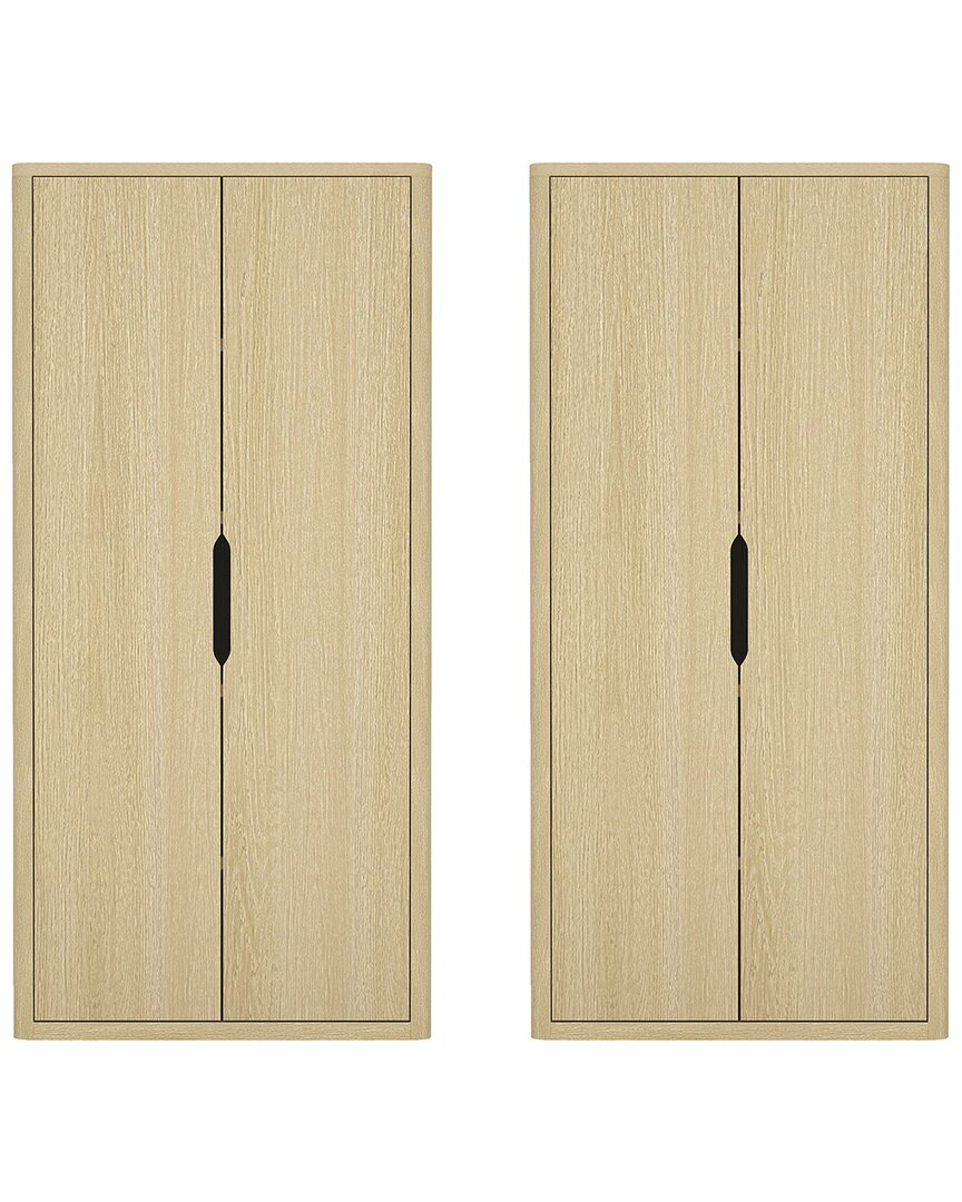 Manhattan Comfort Set Of 2 Rivington Modern Bookcase Cabinets (5-shelf) In Neutral