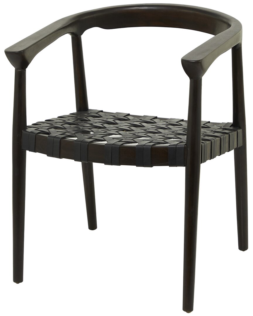Peyton Lane Contemporary Round Dark Teak Wood Accent Chair In Brown