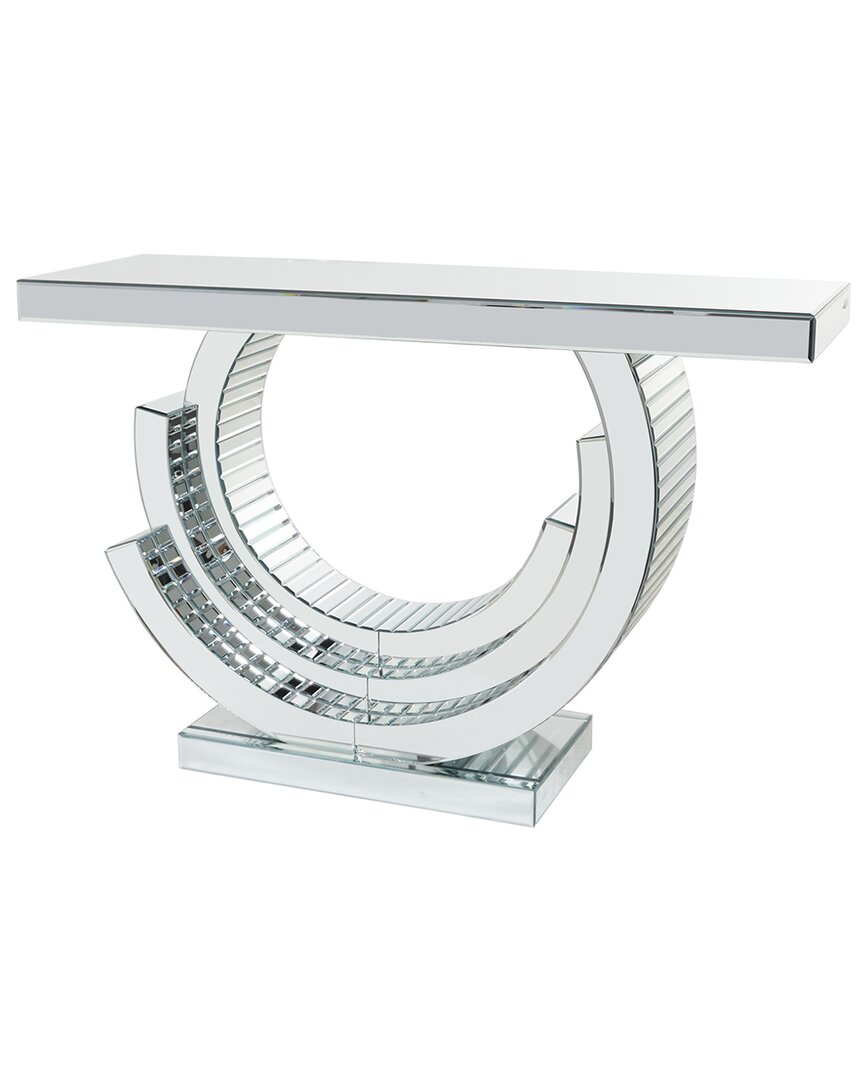 Peyton Lane Contemporary Abstract Silver Glass Console Table