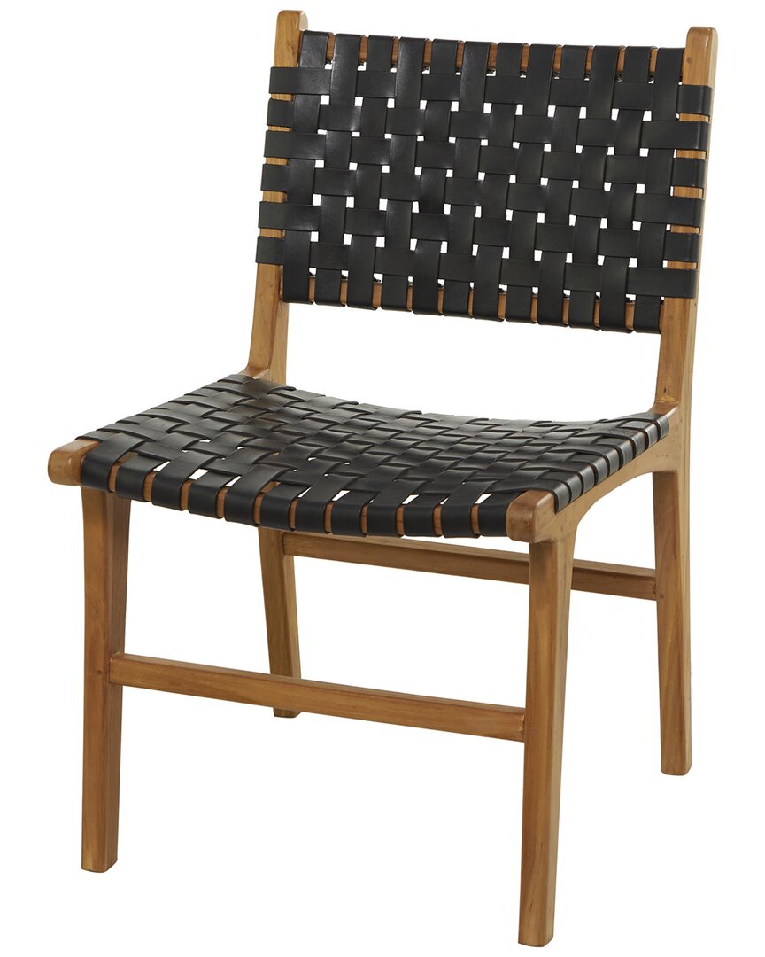 Peyton Lane Contemporary Woven Black Leather Dining Chair
