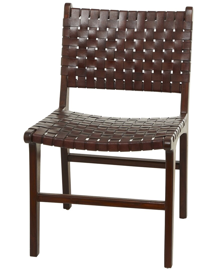 Peyton Lane Contemporary Square Teak Wood Dining Chair In Brown