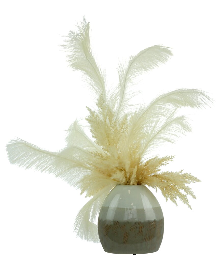 Creative Displays Plume And Pampas Arrangement In A Ceramic Vase In Cream