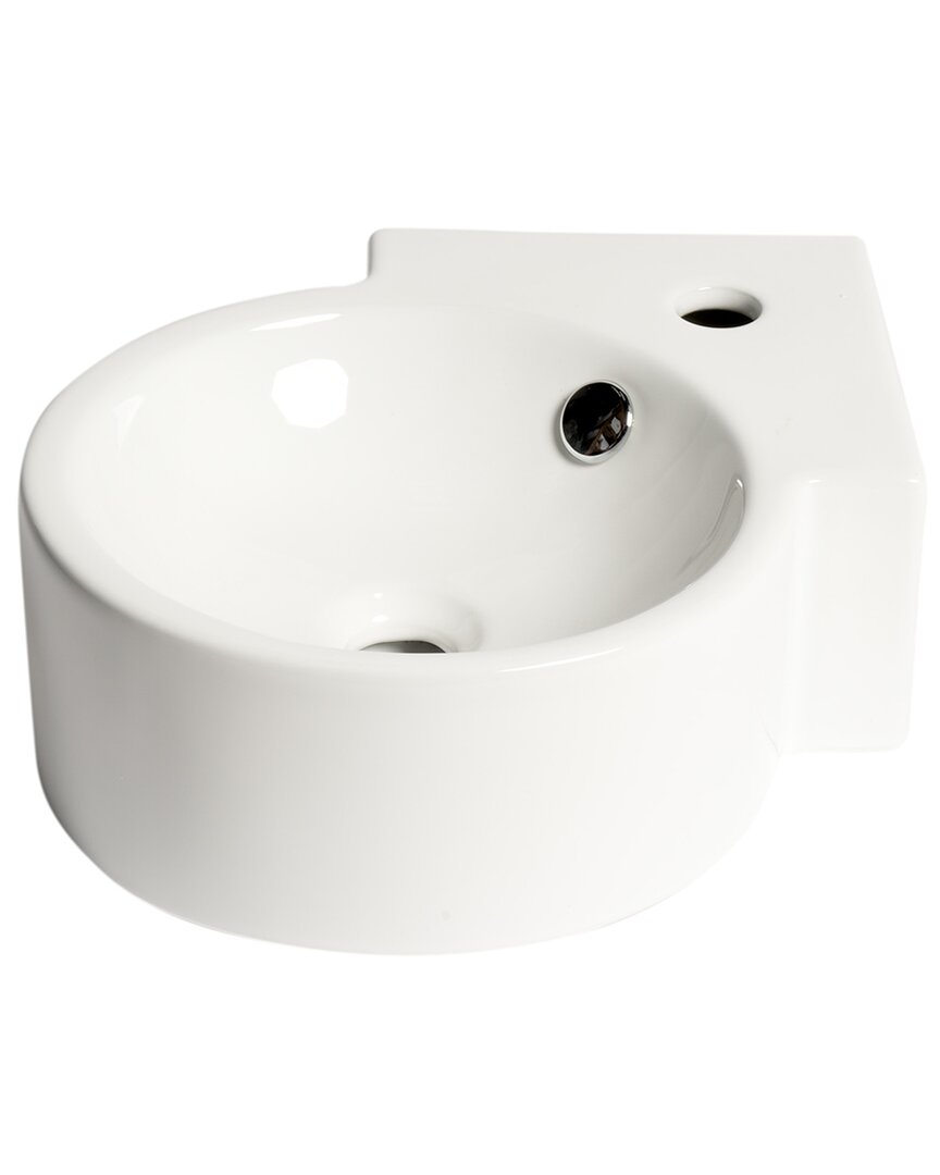 Alfi White 17in Tiny Corner Wall Mounted Ceramic Sink With Faucet Hole
