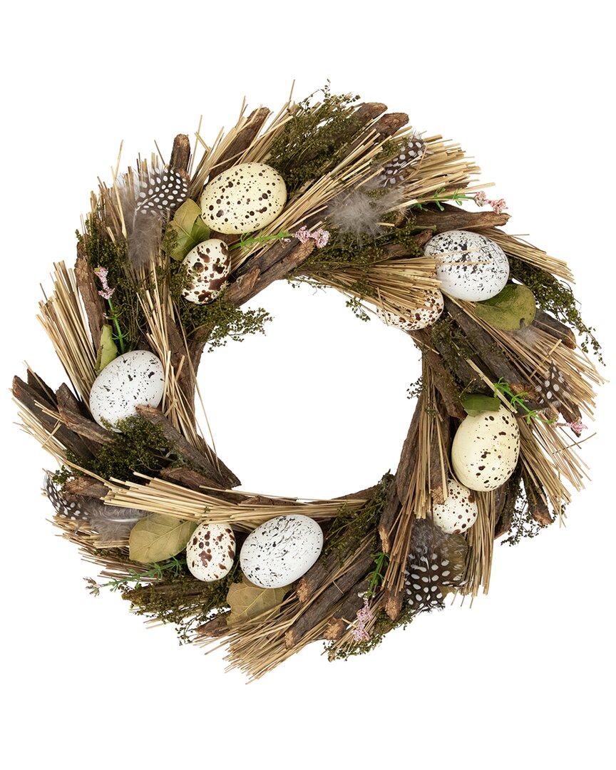 NORTHLIGHT NORTHLIGHT SPECKLED EGGS & FEATHERS ARTIFICIAL EASTER WREATH