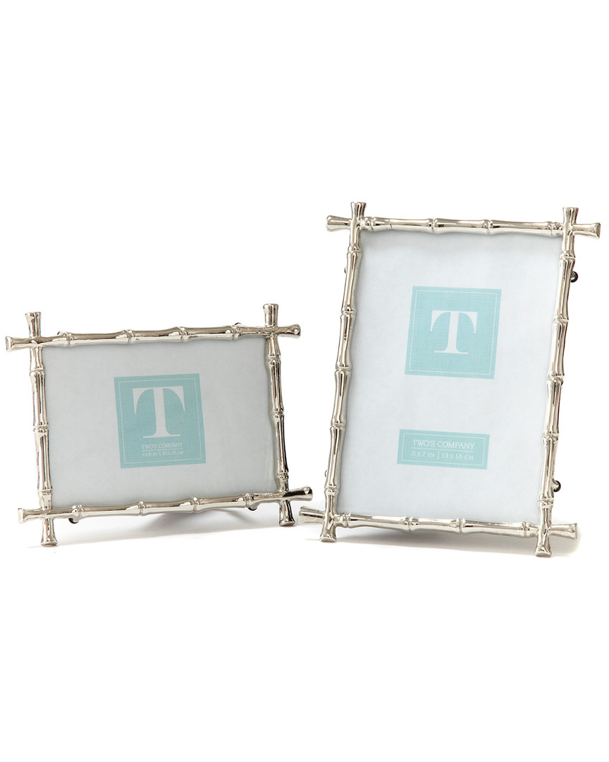 Two's Company Set Of 2 Bamboo Photo Frames
