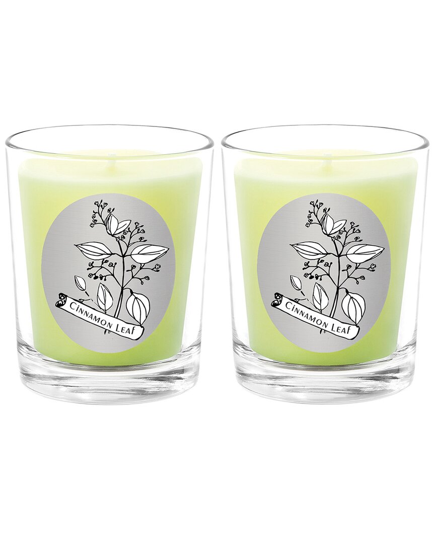 Qualitas Cinnamon Leaf Two Scented Beeswax Candle Set In White