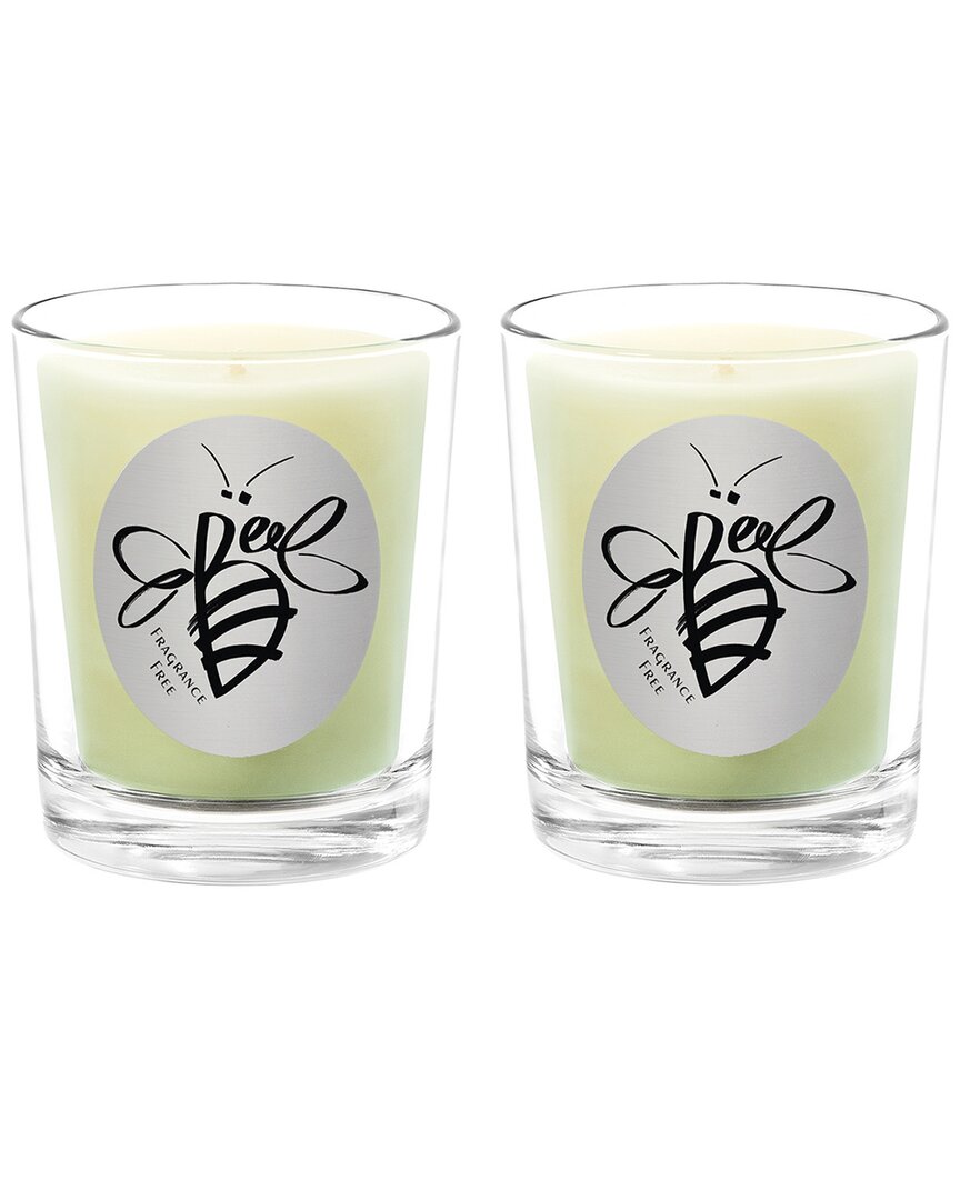 Qualitas Fragrance Free Two Scented Beeswax Candle Set In White