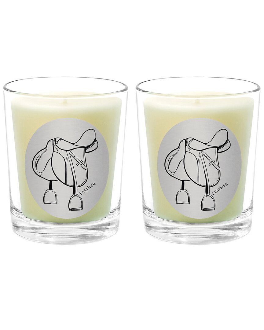 Qualitas Leather Two Scented Beeswax Candle Set In White