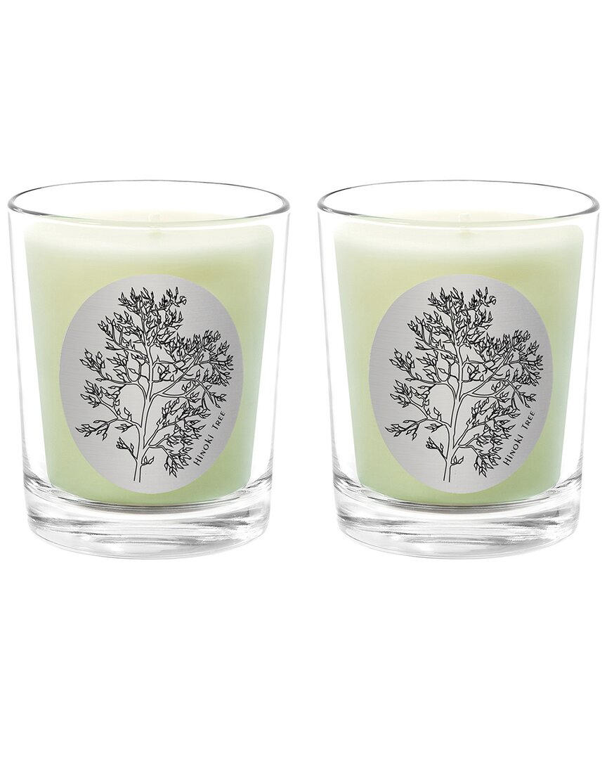 Qualitas Hinoki Tree Two Scented Beeswax Candle Set In White