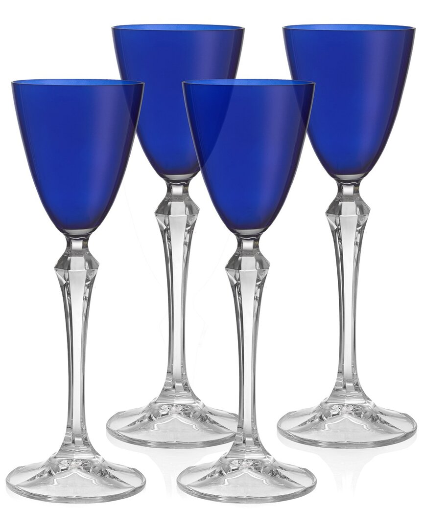 Barski Set Of 4 Vivid 3oz Liquor Glasses In Blue