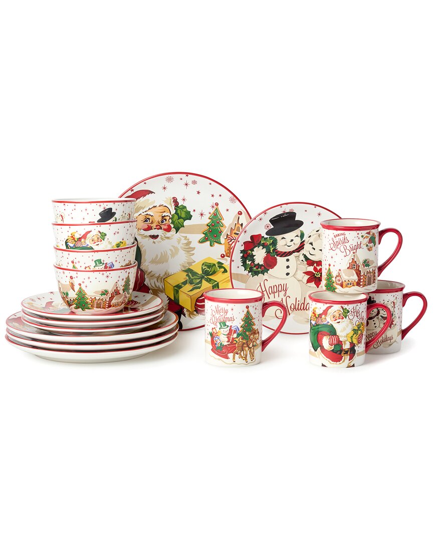 Certified International Santa's Retro Christmas 16pc Dinnerware Set In Multi