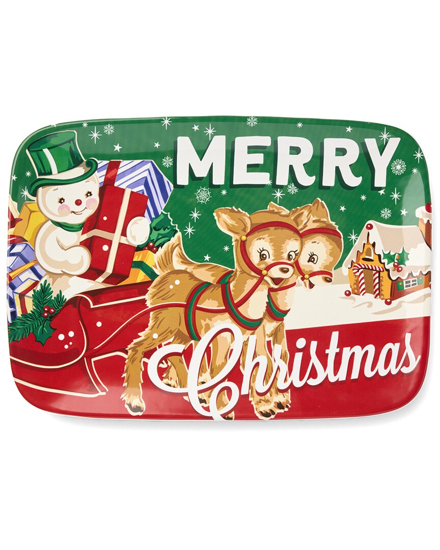 Certified International Santa's Retro Christmas Rectangular Platter In Multi