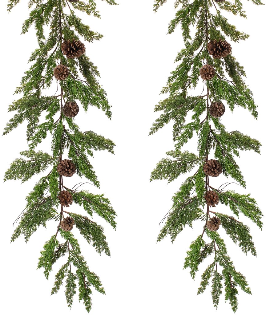 Melrose International Set Of 2 Winter Pine Garland With Pinecone Accents