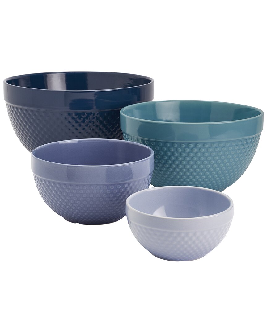 Tabletops Gallery Hobnail Blue 4pc Mixing Bowl Set