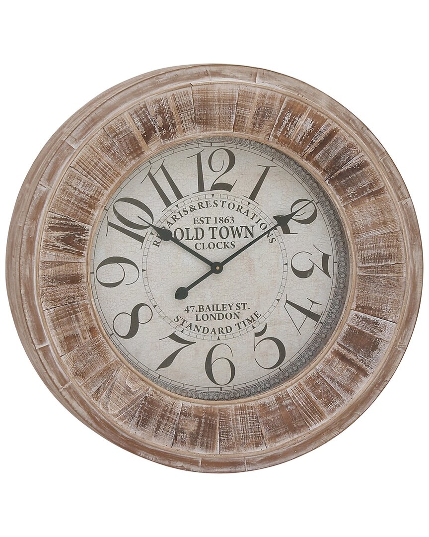 Peyton Lane Vintage Round Brown Wood Wall Clock