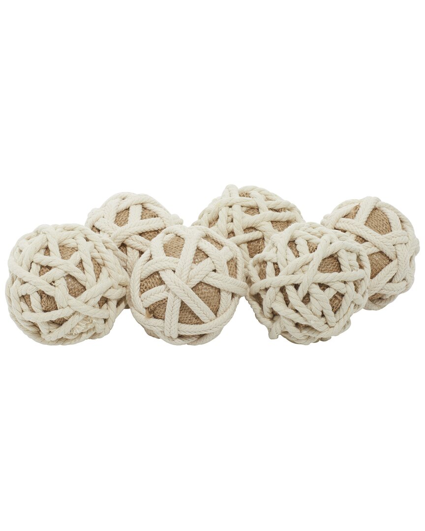 Peyton Lane Set Of 6 Coastal Round Brown Jute Orbs & Vase Filler