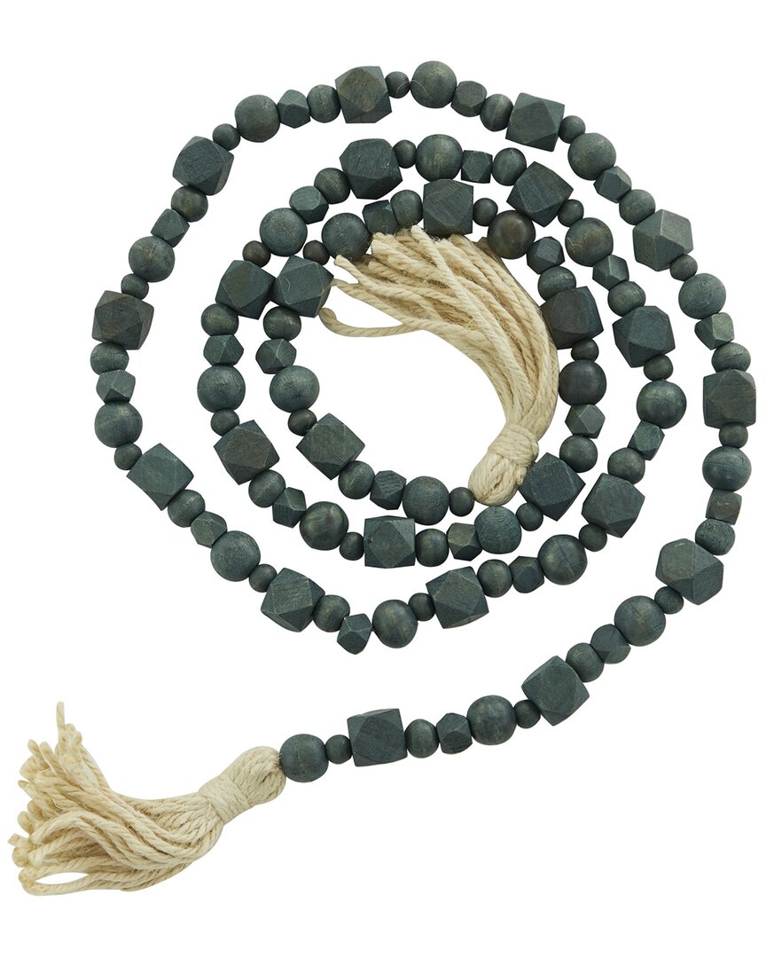 Peyton Lane Bohemian Bead Green Wood Garland With Tassel