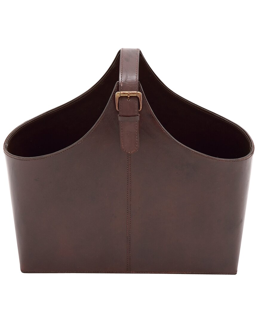 Peyton Lane Modern Solid Dark Brown Leather Magazine Holder