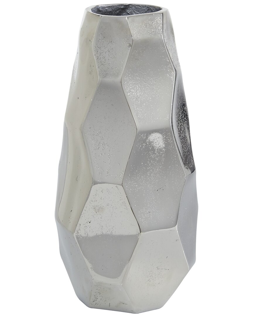 Peyton Lane Contemporary Geometric Silver Aluminum Vase