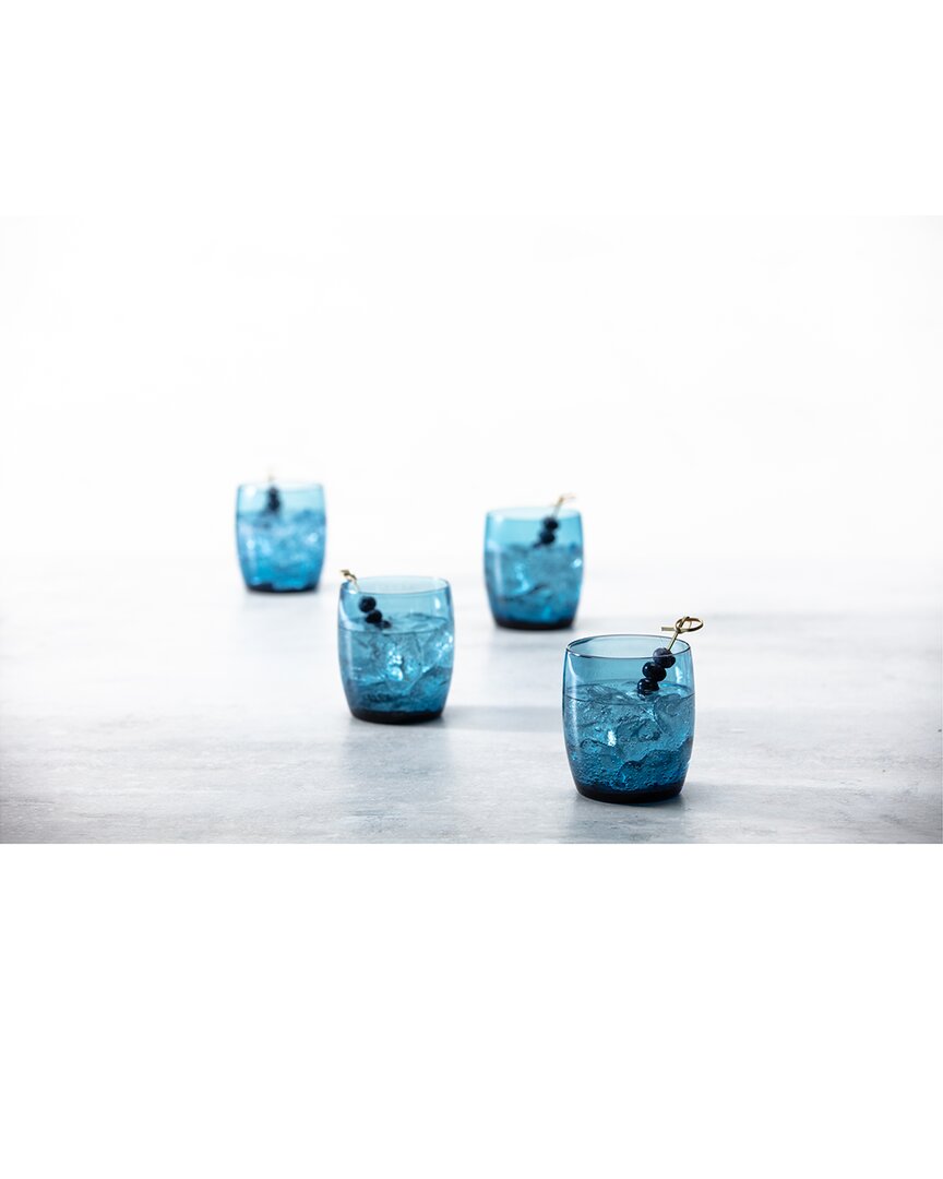 Fortessa Set Of 4 Gala Glass Blue Short Beverage Glasses