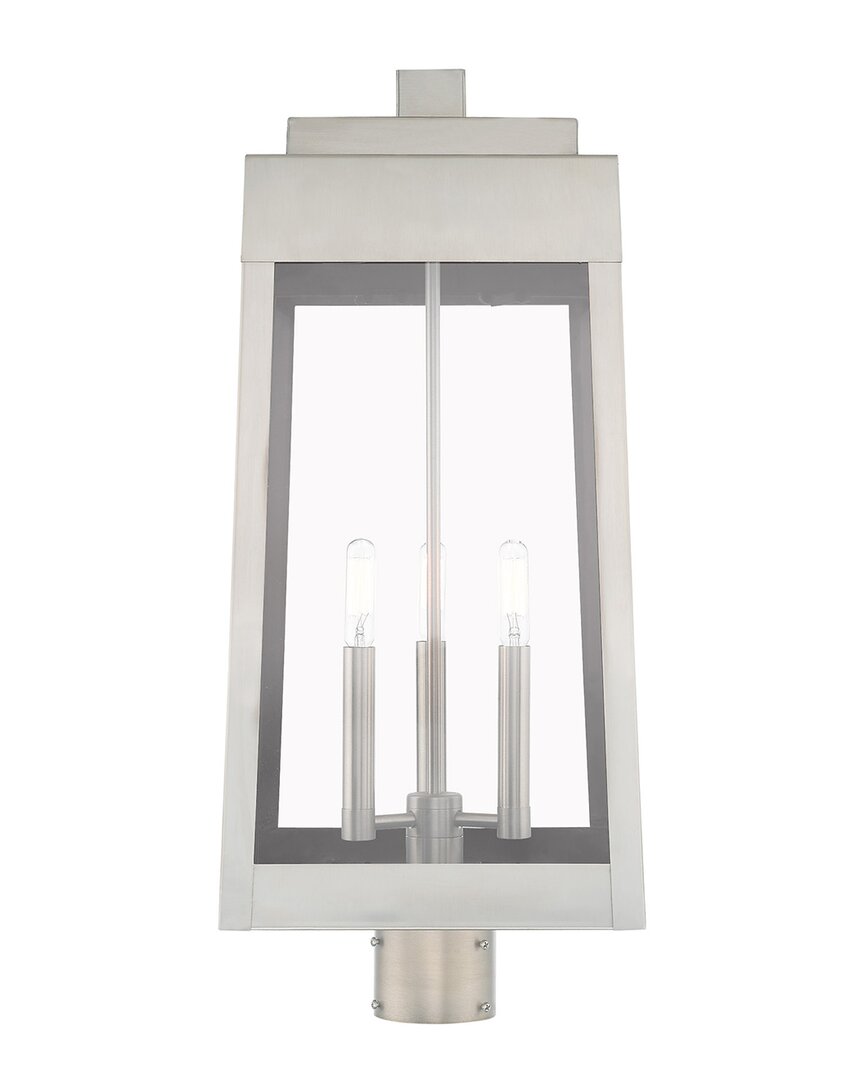 Livex Lighting 3-light Brushed Nickel Outdoor Post Top Lantern