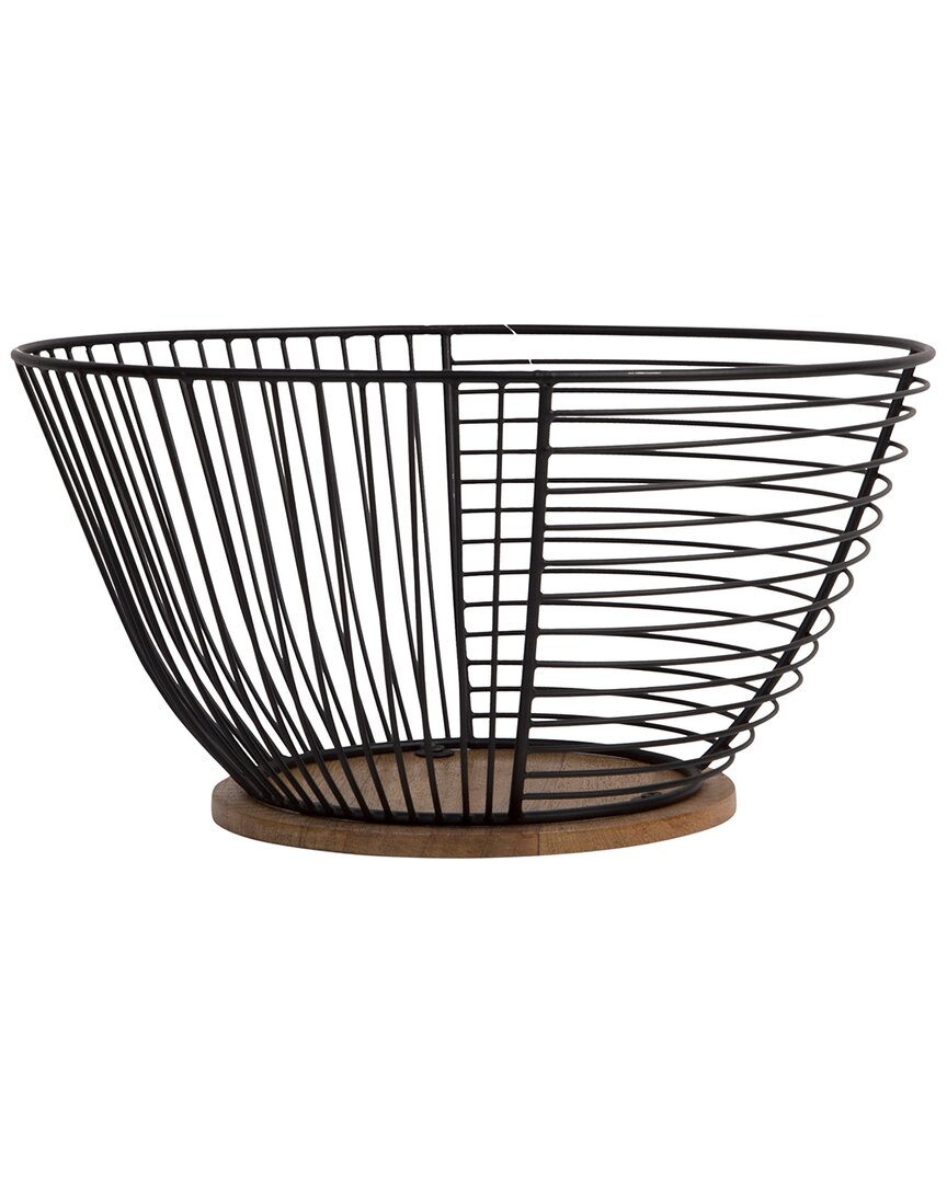 Home Essentials 12in Bowl Wire With Wood Base In Black