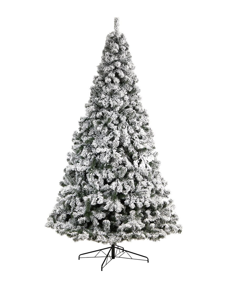 Nearly Natural 10ft Flocked West Virginia Fir Artificial Christmas Tree With 1680 Bendable Branches In Green