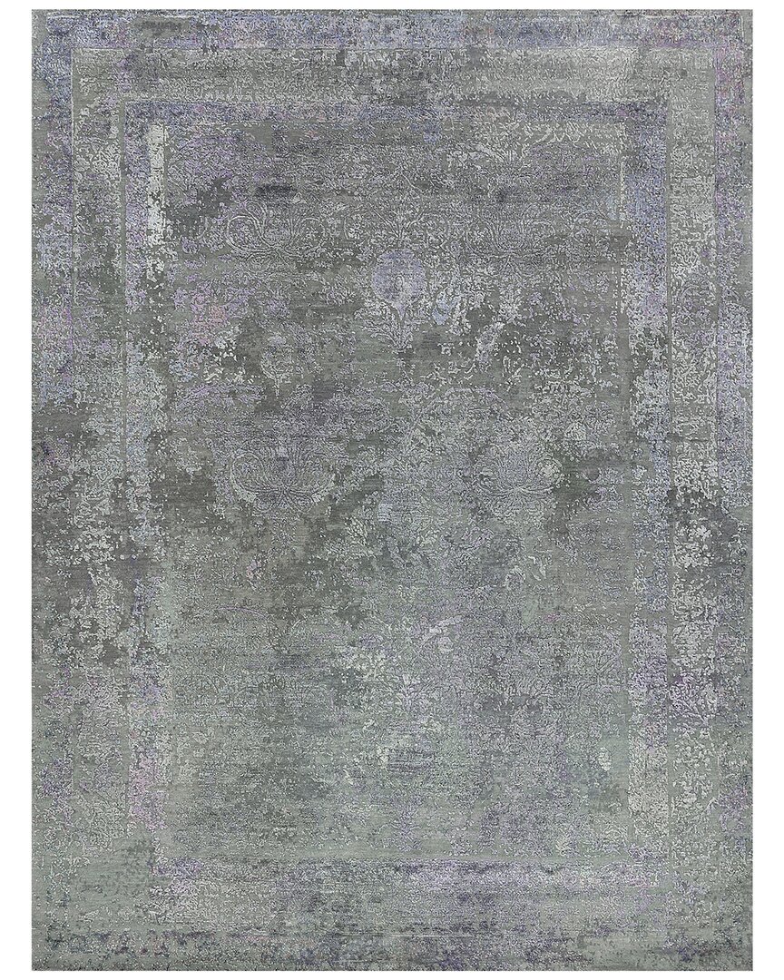 Exquisite Rugs Maison Hand-knotted New Zealand Wool & Silk-blend Rug In Charcoal