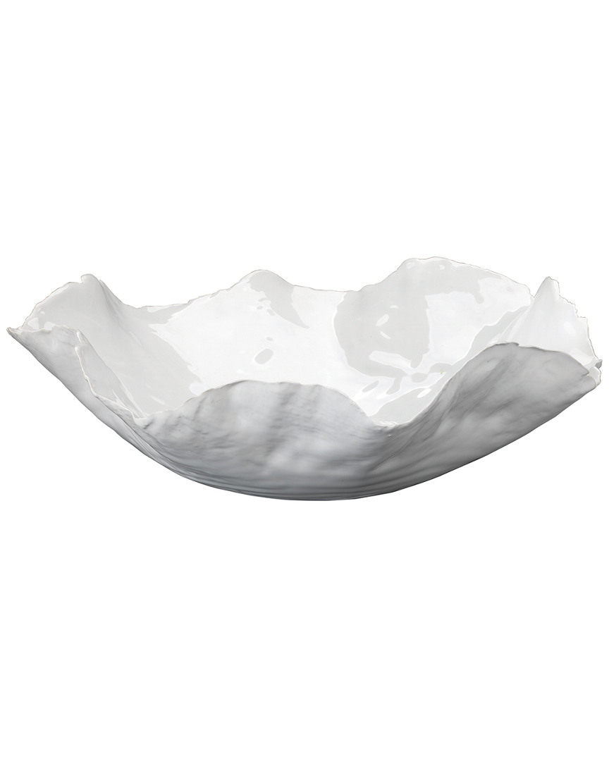 Jamie Young Large Peony Bowl In White Ceramic