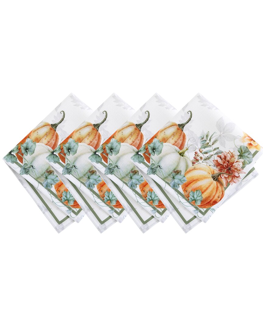 Elrene Home Fashions Set Of 4 Pumpkin Harvest Vine Napkins In Multi