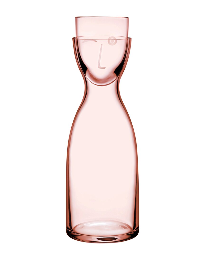 Nude Glass Mr. & Mrs. Large Bedside Water Set, Dusty Rose In Pink