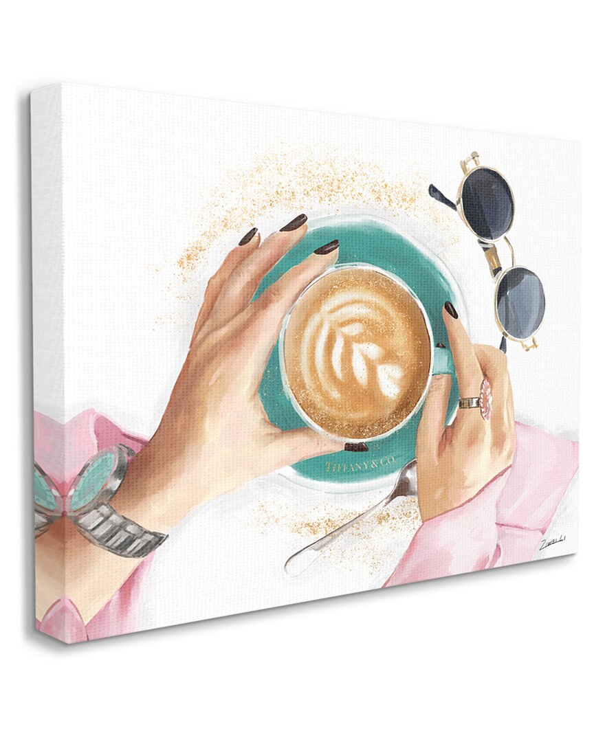 Stupell Industries Glam Latte Art Women's Fashion Accessories Coffee Stretched Canvas Wall Art By Zi In White