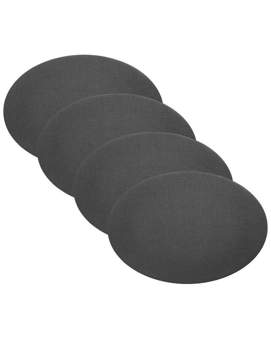 Villeroy & Boch Set Of 4 Manufacture Rock Oval Faux Leather Reversible Placemats In Black