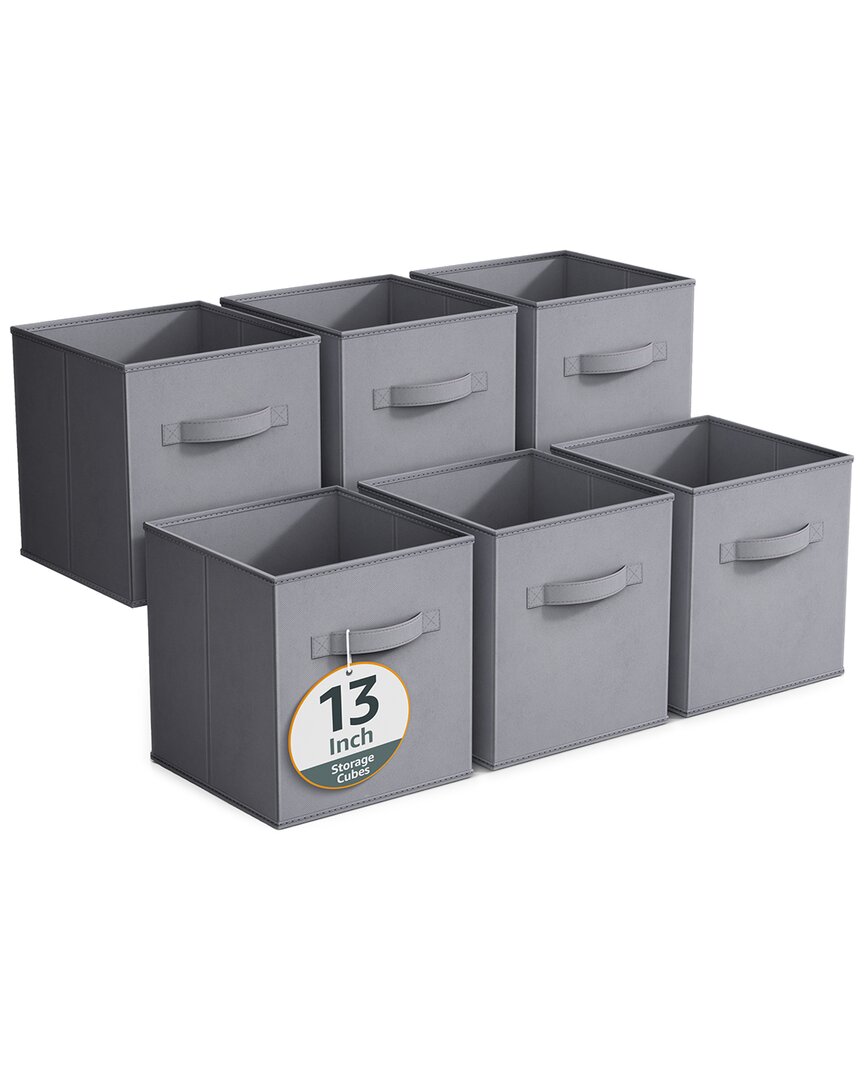 Sorbus 13in 6 Pack Fabric Storage Cubes In Gray